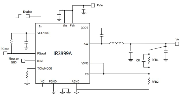 Application Circuit Diagram - Infineon Technologies IR3899A Buck Regulator